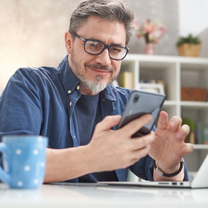 man ordering groceries online
