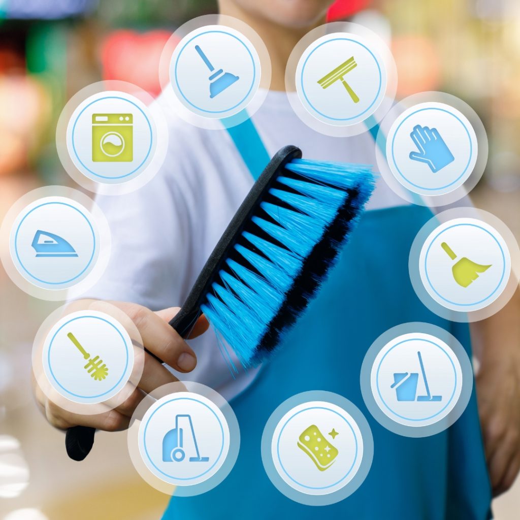 Graphic of cleaning tools